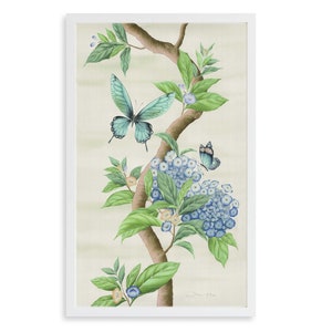 Stampa artistica neutra Lucy / Stampa artistica botanica / Illustrazione artistica di farfalle / Pannelli chinoiserie / Stampe artistiche da parete / Stampe artistiche da parete per soggiorno