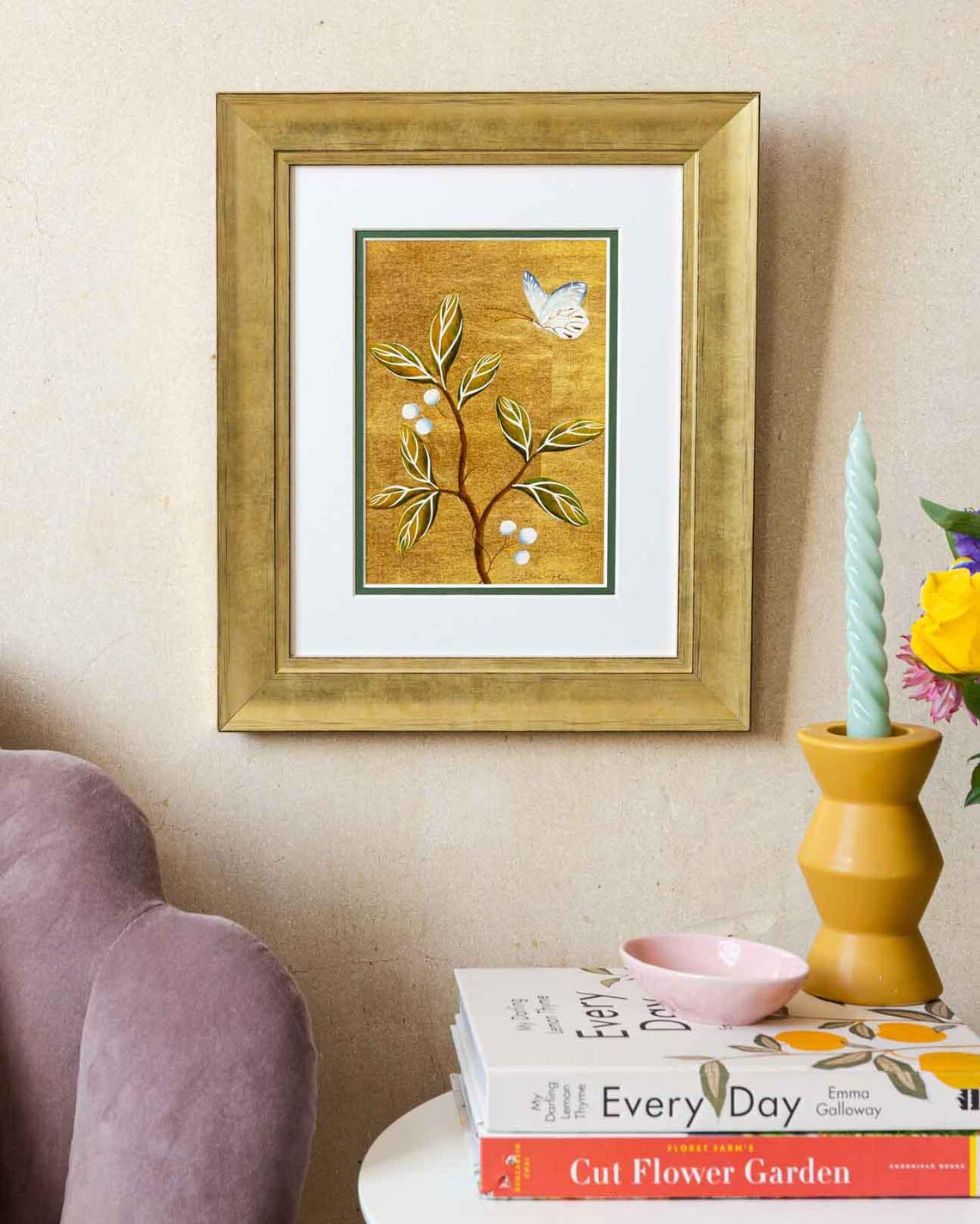 Rhoda & Britney Gold Floral Chinoiserie Art Print / Framed Art Prints ...