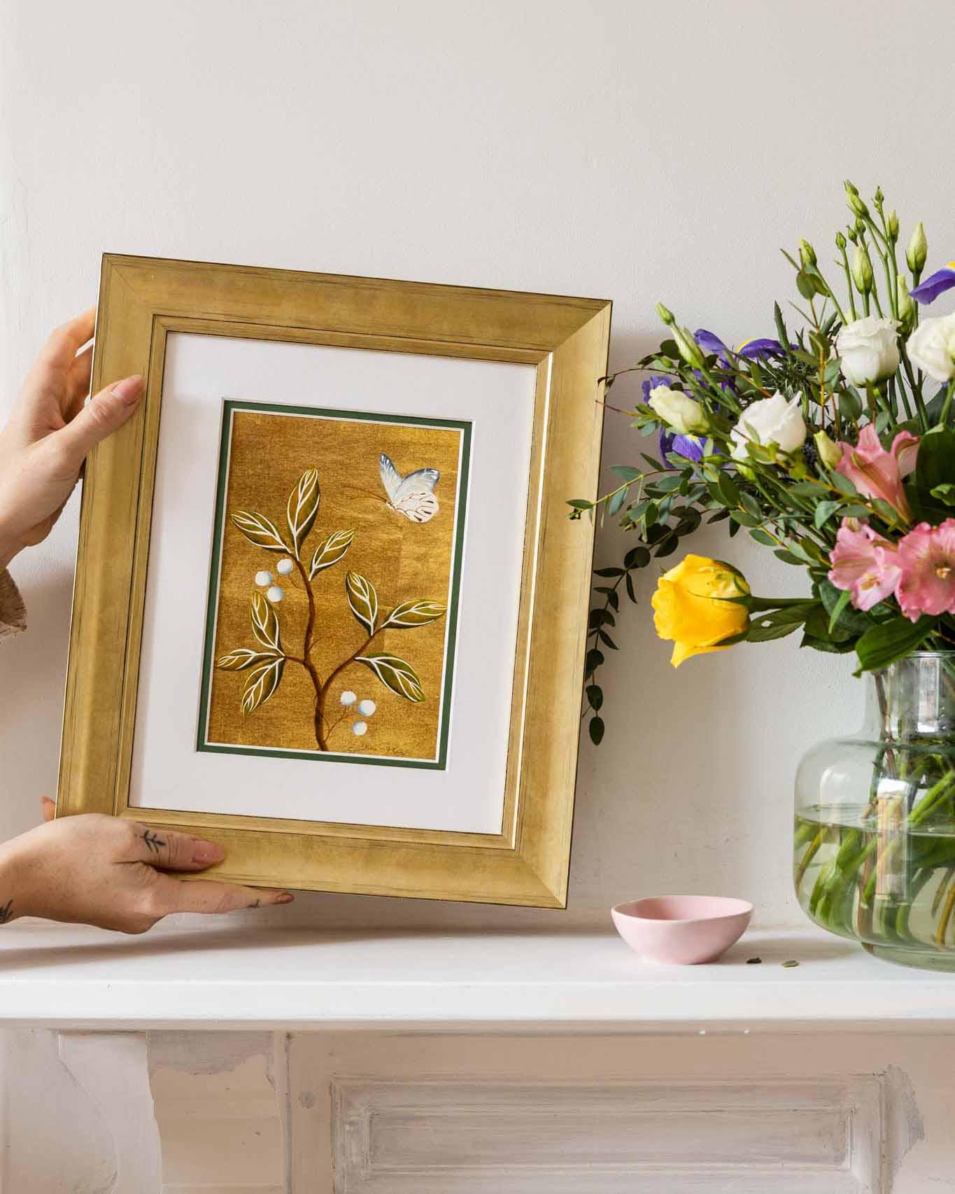 Rhoda & Britney Gold Floral Chinoiserie Art Print / Framed Art Prints ...
