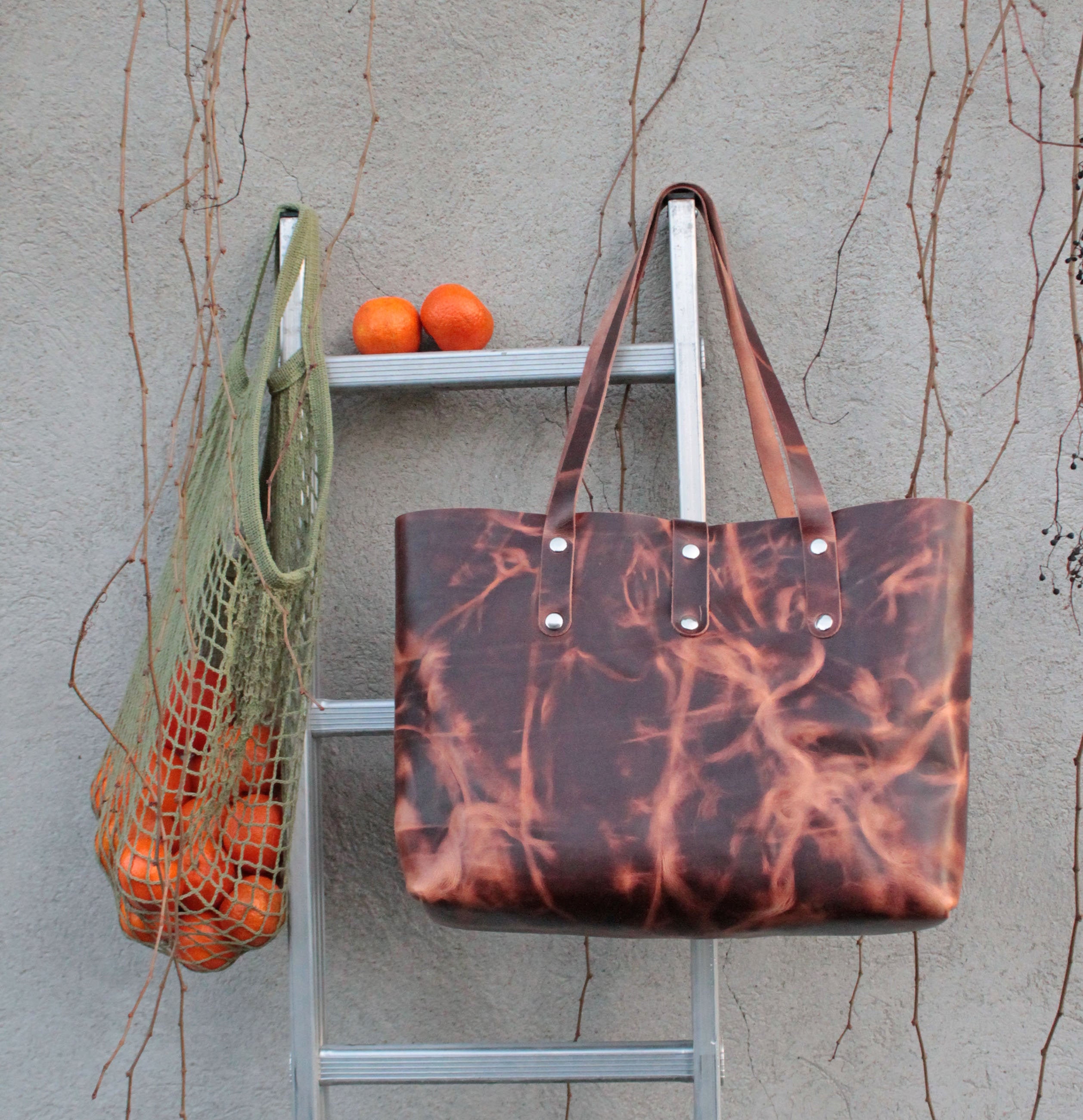 Leather Shopper - Etsy