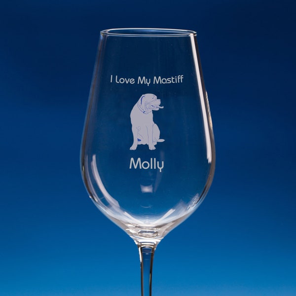 Mastiff Wine Glass, Personalised, Mastiff Gift, Mastiff Glass, Mastiff Dog Gift, Gift For Mastiff Dog Lovers, English Mastiff Gift, Mastiff