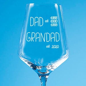 Grandad Wine Glass, Dad Personalised Father&#39;s Day Gift Ideas, Gift For Gramps, New Grandpa Gift, Grandfather Present, Kids Gift For Grandad