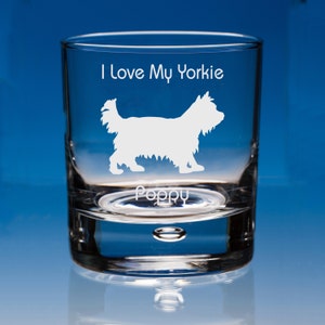 Yorkshire Terrier Whisky Glass, Personalised, Yorkie Dog Gift, Yorkie Lover Gift, Yorkie Gift, Yorkie Whiskey Glass, Terrier Gift, Terrier