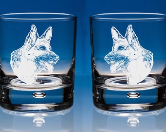Set of 2 German Shepherd Dog Engraved Whiskey Glasses, German Shepherd Gift, Alsatian Gift, German Shepherd Lover Gift, Gift for Dog Lover
