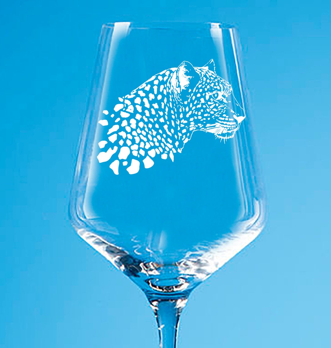 Leopard Wine Glass, Personalised Leopard Glass Gift for Her, Father's