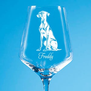 Personalised Engraved Greyhound Dog Glass - Custom Etched Gift with Original Greyhound Design