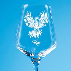 Personalised Phoenix Etched Glass | Custom Engraved Mythical Glassware