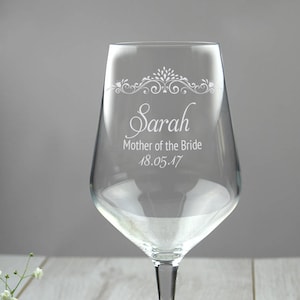 Mother of the Bride Wine Glass, Personalised Mother of the Groom Gift, Gift for Mother from Bride, Mother In Law Gift, Mother-of-Bride Gift