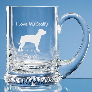 Staffordshire Bull Terrier Gift Personalised Engraved Glass Paperweight Ornament