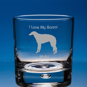 Barzoï Whisky verre chien amant cadeau, personnalisé verre whisky gravé, cadeau chien Barzoï, Barzoï whisky en verre, cadeau en verre Barzoï, Barzoï