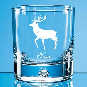 Stag Whisky Glass, Personalised  Stag Glass Gift, Stag Wine Glass, Stag Engraved Beer Glass, Stag Highball Glass Stag Birthday Gift