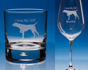 German Shorthaired Pointer Wine or Whisky Glass, Personalised, German Shorthair,  GSP Whiskey Glass, Dog Lover Gift, Dog Gift, Pointer Dog