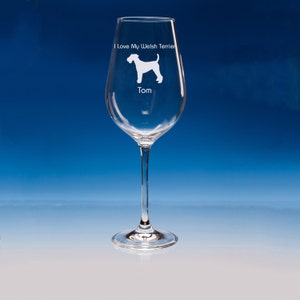 Welsh Terrier Wine Glass, Personalised, Terrier Dog Lover Gift, Engraved Terrier Glass, Dog Wine Glass, Welsh Terrier, Terrier Gift, Dog