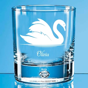 Personalised Swan Whisky Glass Gift For Grandma, Swan Wine Glass, Swan Beer Glass, Swan Highball Glass Birthday Gift, Swan Coaster Gift