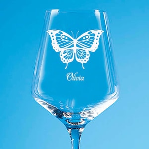 Personalized Butterfly Wine Glass: Engraved Glass Gift