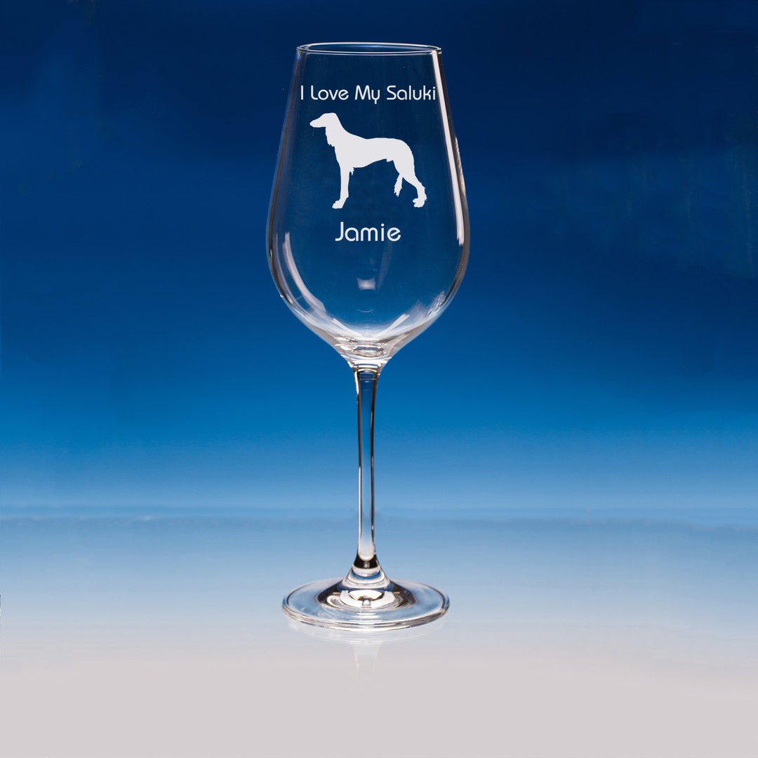 Saluki Wine Glass, Personalised, Saluki Gift, Saluki Dog Gift