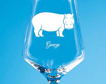 Personalized Hippo Glass: Engraved Wine, Whisky, Beer, Highball Gift