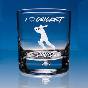 Personalisierte Cricket Whisky Glas, Vatertag Cricket-Liebhaber-Geschenk für Papa, Cricket-Geschenk, Cricket-Geschenk für ihn, Cricket-Spieler-Geschenk