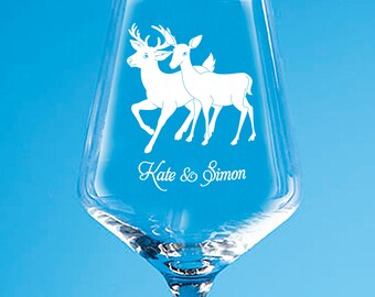Stag and Doe Personalised Wine Glass