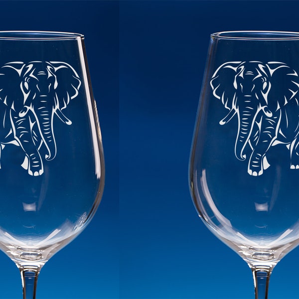 Elephant Wine Glasses, Personalised Set of 2, Valentine Elephant Lover Gift, Elephant Gift Idea, Elephant BFF Gift, Wildlife Gift Idea