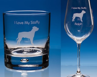 Staffy Bull Terrier Wine Glass or Staffy Whisky Glass, Personalised, Staffy Gift, Staffy, Staffy Dog, Staffy Mum Gift, Staffy Lover Gift