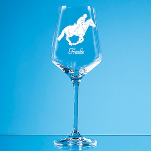 Personalised Racehorse Wine Glass,  Engraved Racehorse Highball Glass Gift, Racehorse Whisky Glass Gift, Racehorse Birthday Beer Glass