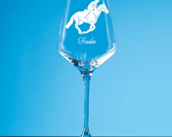 Personalised Racehorse Wine Glass,  Engraved Racehorse Highball Glass Gift, Racehorse Whisky Glass Gift, Racehorse Birthday Beer Glass