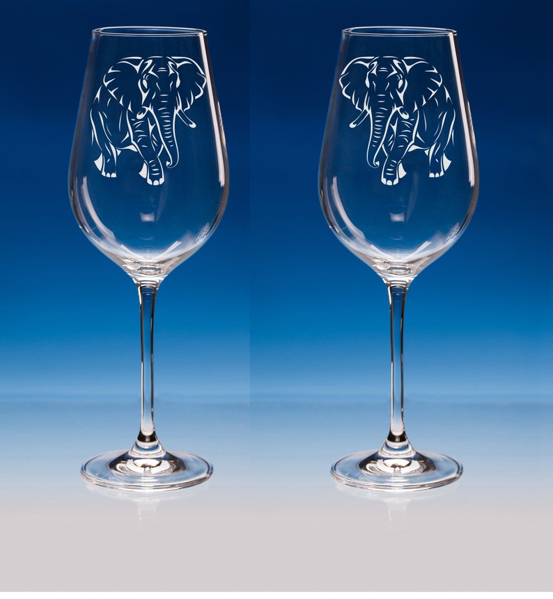 Elephant Wine Glasses Set of 2 Personalised Elephant Lover Etsy