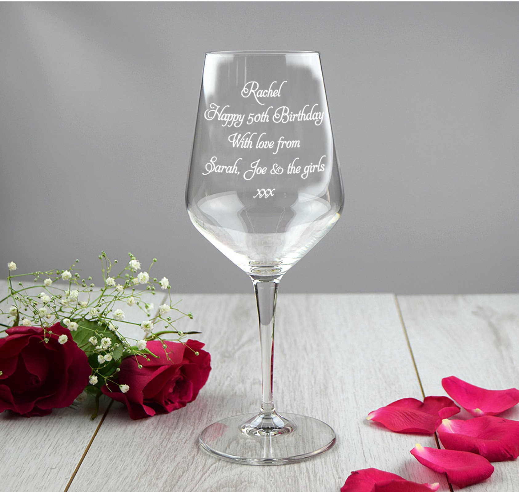 Personalised 30,35,40,45,50Happy Birthday engraved wine glass present Gift 188 
