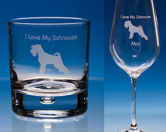 Schnauzer Wine Glass or Schnauzer Whisky Glass, Personalised, Schnauzer Gift, Schnauzer Whiskey Glass, Schnauzer Dog Gift, Schnauzer Dogs