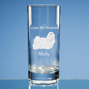 Maltese Highball Glass, Personalised, Maltese Dog Gift, Maltese, Dog Lover Gift, Maltese Gifts, Maltese Mum Gifts, Maltese Lover Gifts