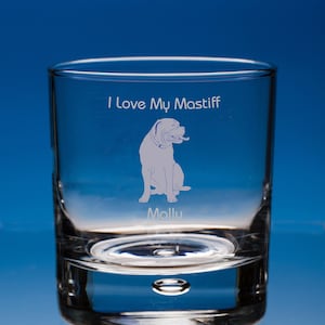 Mastiff Whisky Glass Dog Lover Gift, Engraved Personalised Gift, Mastiff Dog Gift, Mastiff Gift, Mastiff Whiskey Glass, Mastiff Gift For Him
