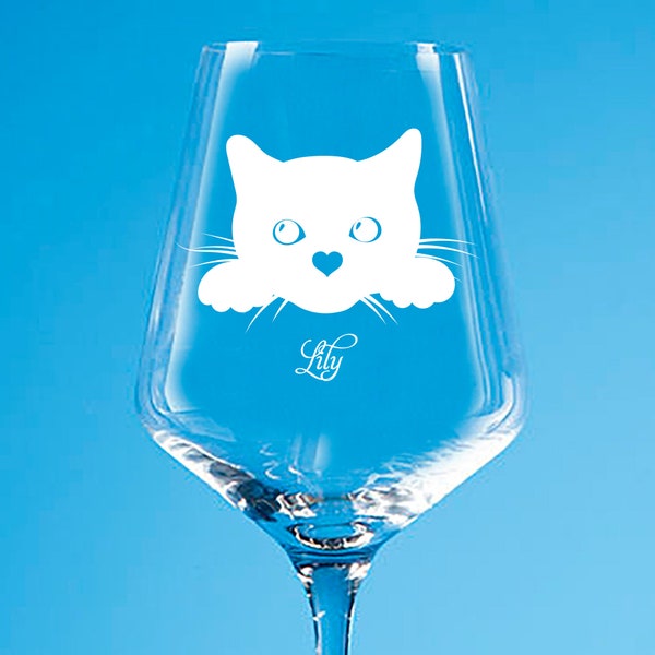 Personalised Cat Wine Glass, Cat Highball Glass, Cat Lady Christmas Gift, Cat Whisky Glass Gift, Cat Engraved Beer Glass, Cat Birthday Gift