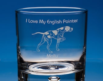 Engraved English Pointer Whisky Glass: Personalized Dog Lover Gift