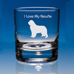 Vidrio de Whisky terranova, regalo personalizado, newfie grabado, perro de Terranova, vidrio de whisky de perro, regalo amante del perro, regalos de Terranova, perro