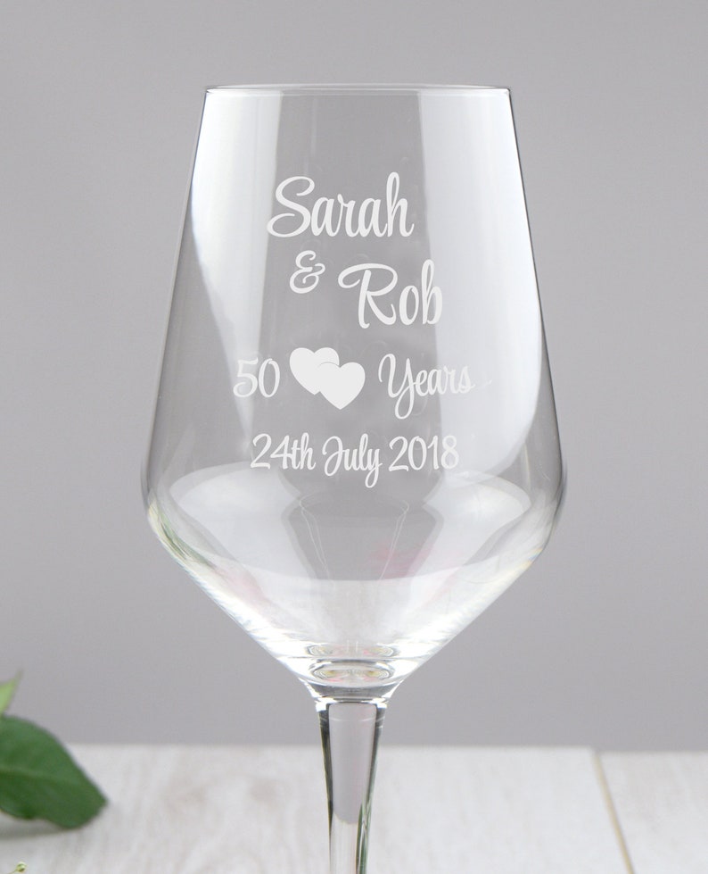 50th Anniversary Wine Glasses Personalised Set of 2 Golden Etsy Australia