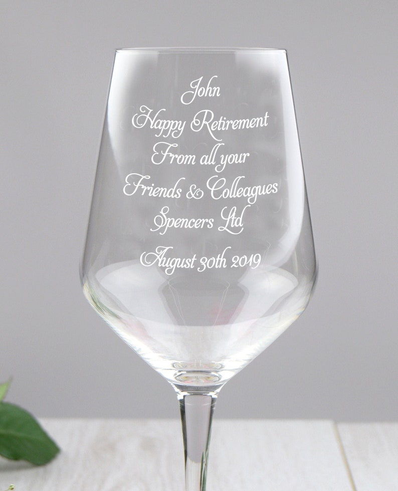 Retirement Gift Wine Glass Your Message Personalised Etsy