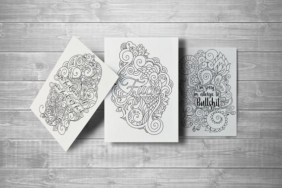 Download Digital Download Swear Words Zen Coloring Page Sweary Mature Etsy