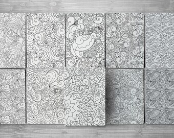 15 zentangle doodle art coloring. Zen coloring page. Zen doodle coloring. Pattern coloring page. Indian coloring page. Henna coloring page.