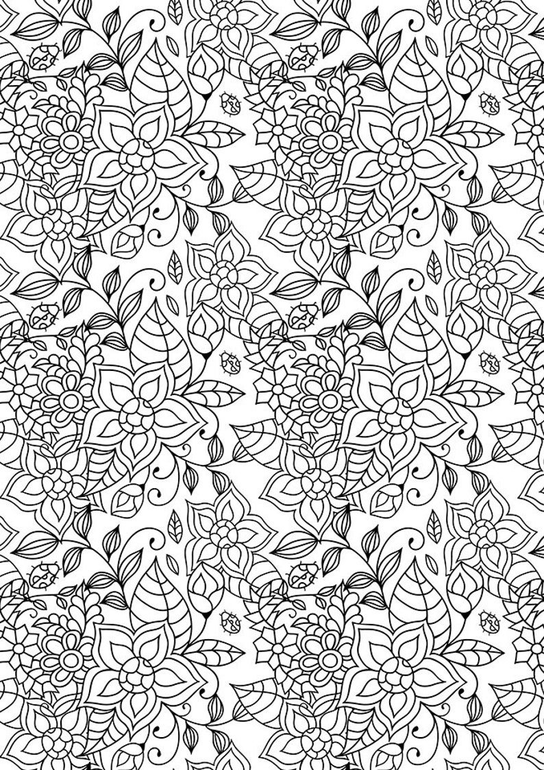 Floral zen coloring. Zen doodle coloring page. Flowers doodle | Etsy