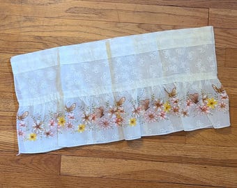 Vintage Butterfly Floral Sheer Window Valance Curtain