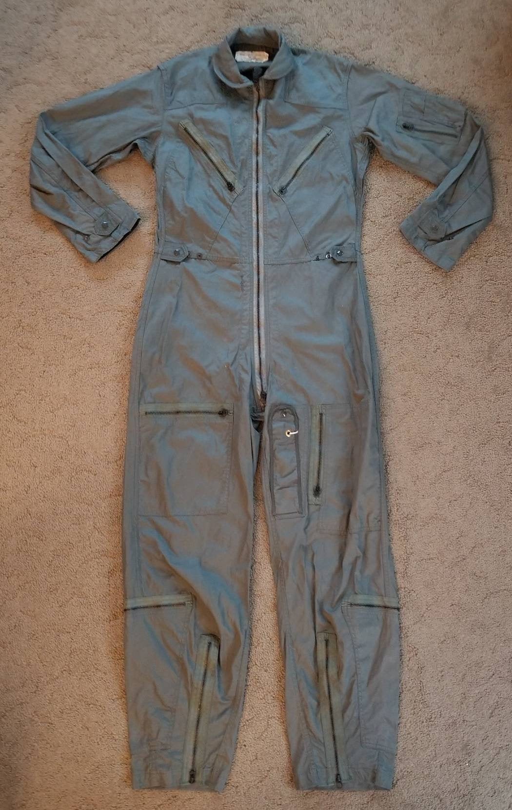 Vintage Military K2B Flight Suit Vietnam Era 1968 Small Long Very Light Helicopter Airplane Coverall Green
