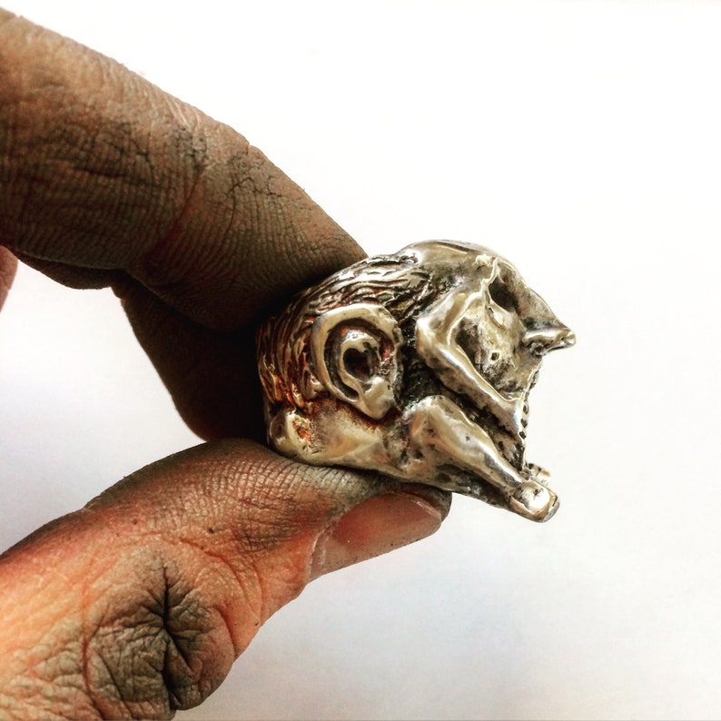 Mens Biker Ring Mens Sterling Silver Ring Men's Etsy