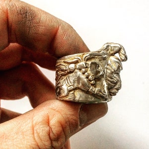 Mens Biker Ring, Mens Sterling Silver Ring, Men&#39;s Statement Ring, Biker Jewelry, Mexican Ring, Johnny Depp Jewelry | LUGDUN ARTISANS