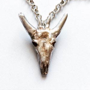 Mens Sterling Silver Bull Skull Statement Necklace, Mens and Womens Cow Skull Biker Necklace Pendant, Johnny Depp Jewelry - LUGDUN ARTISANS