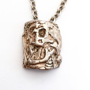 Rebajas collar de plata de ley para hombre- collar calavera, calavera, joyería motorista, .925, joyería Johnny Depp - Lugdun Artisans