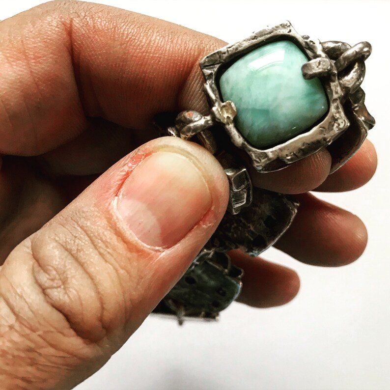Pulsera De Larimar, Pulsera De Plata De Ley 925, Pulsera Hecha A Mano, Joyería Minimalista, Pulsera Para Mujer, Pulsera De República Dominicana - México