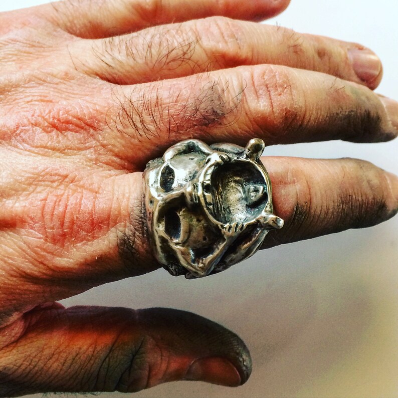 Mens Biker Ring Mens Sterling Silver Ring Men's Etsy