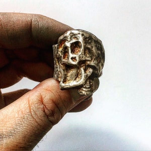 Sterling Silver Skull Ring: Heavy Biker Rocker Jewelry