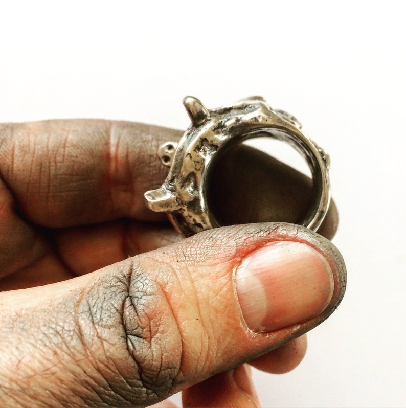 Mens Biker Ring Mens Sterling Silver Ring Men's Etsy